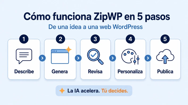 ZipWP: qué es, cómo funciona y lanza tu web con IA en minutos 2 Plataforma ZipWP para generar sitios web con WordPress usando inteligencia artificial