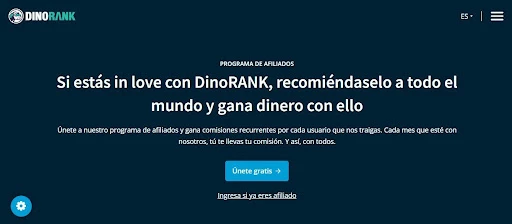 Los 30 mejores programas de afiliados para ganar dinero en 2026 6 Pagina de programa de afiliados de dinorank