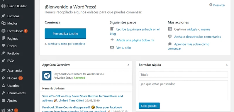 WordPress - Panel WordPress