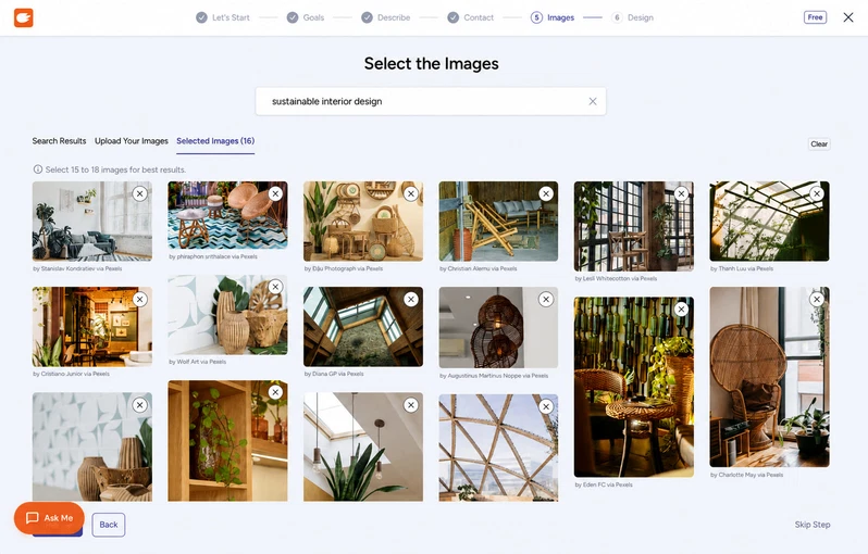 ZipWP: qué es, cómo funciona y lanza tu web con IA en minutos 6 Biblioteca de imágenes de ZipWP con fotografías de interiorismo seleccionadas