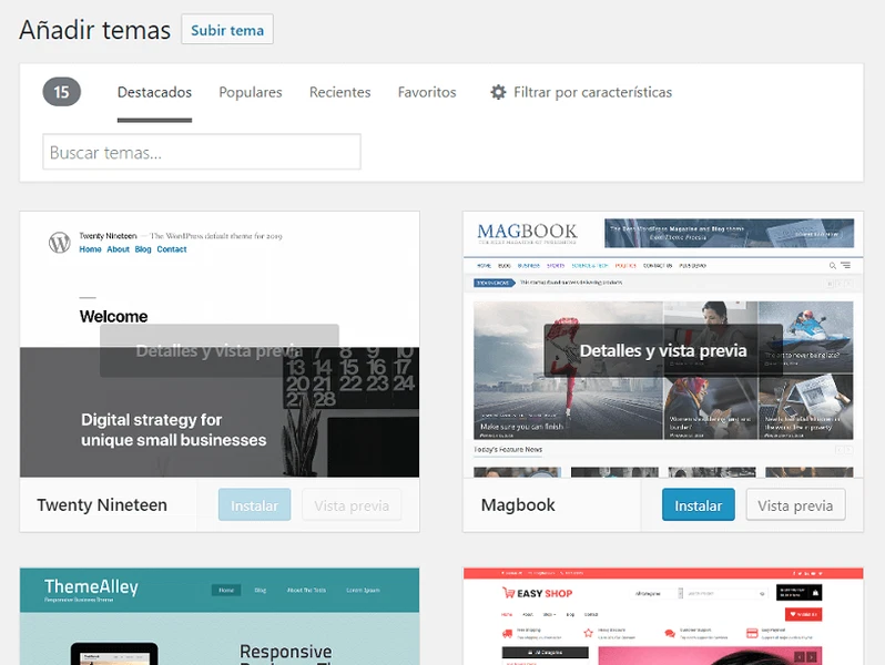 temas para WordPress
